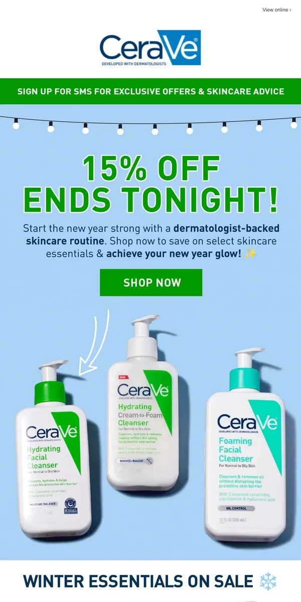 Email from CeraVe. 🎉 Last Chance! 15% Off Ends Tonight!