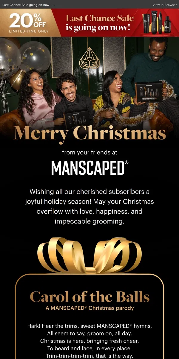 Email from MANSCAPED. Merry Christmas from MANSCAPED®