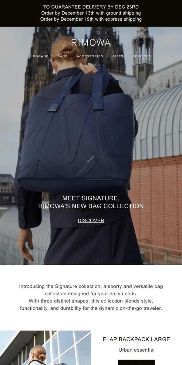 Email from Rimowa. New in: RIMOWA's Signature Bag Collection