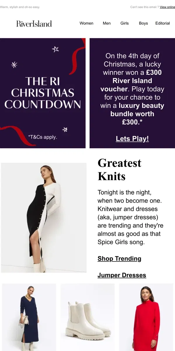 Email from River Island. Trending now: jumper dresses ❤️​