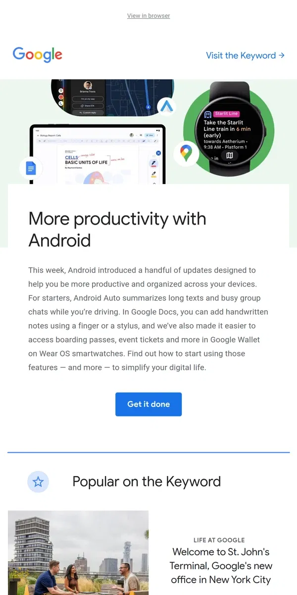 Email from Google. 9 Android updates to help you get more done