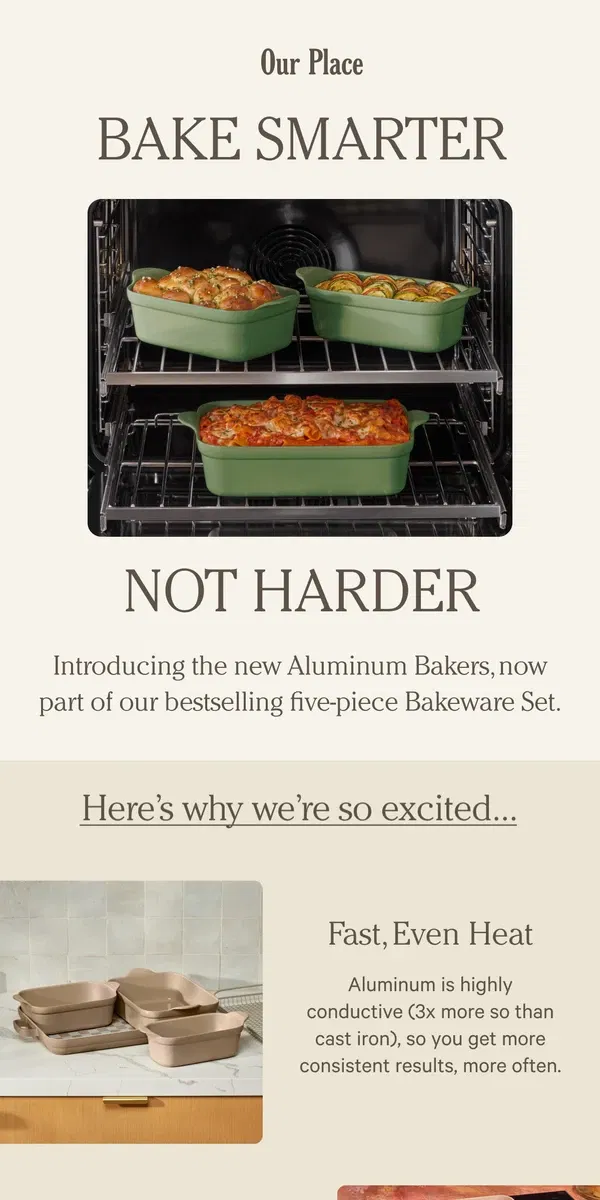 Email from Our Place. Building Better Bakeware