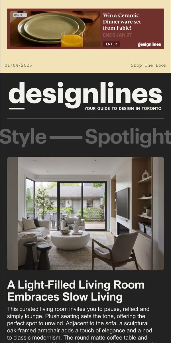 Email from Designlines. Style Spotlight: Refined Comfort