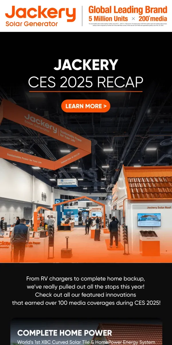 Email from Jackery. Jackery CES 2025 Recap!