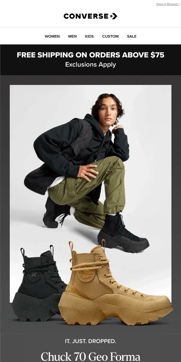 Email from Converse. The NEW boot to conquer the cold ❄️