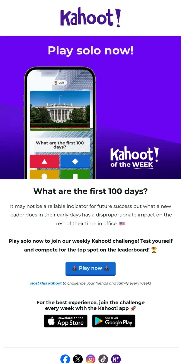 Email from Kahoot!. Hey, Kahoot! of the week is here! 🚀