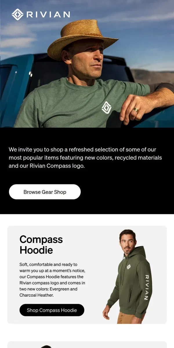 Email from Rivian. Come see what’s new in Gear Shop