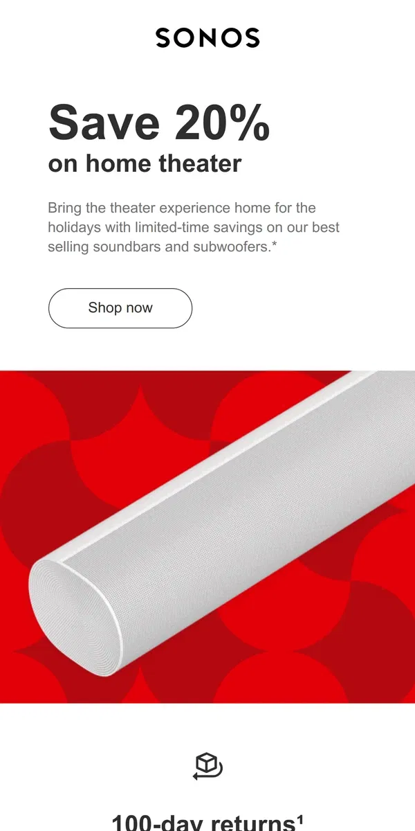 Email from Sonos. 20% off home theater