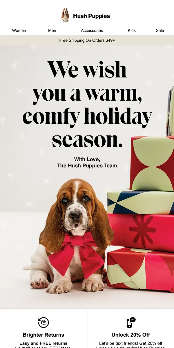 Email from Hush Puppies. Happy Holidays from Hush Puppies!