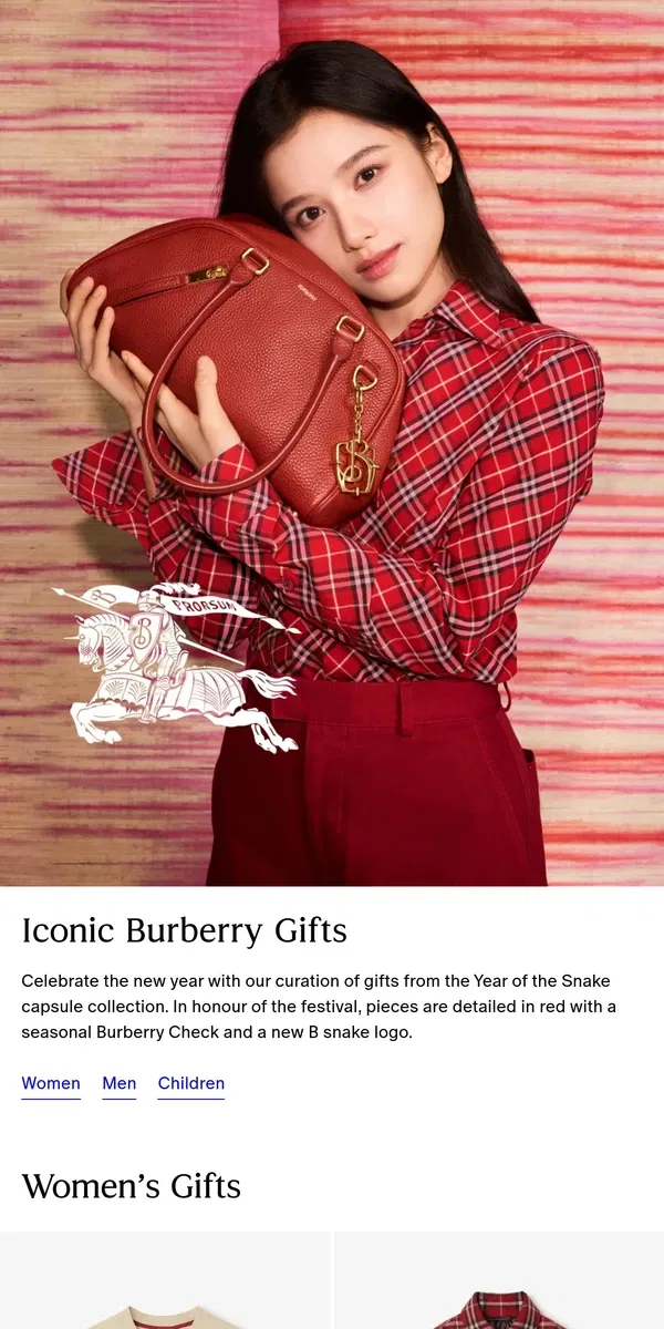 Email from Burberry. Gifts for the Year of the Snake