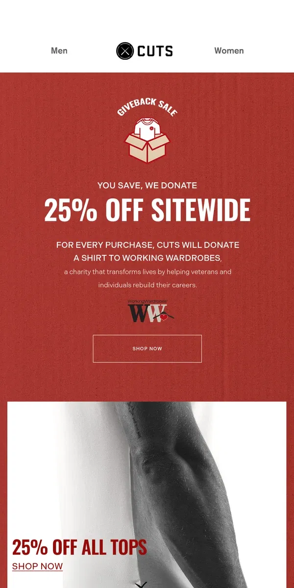 Email from Cuts. GIVEBACK SALE | 25% OFF