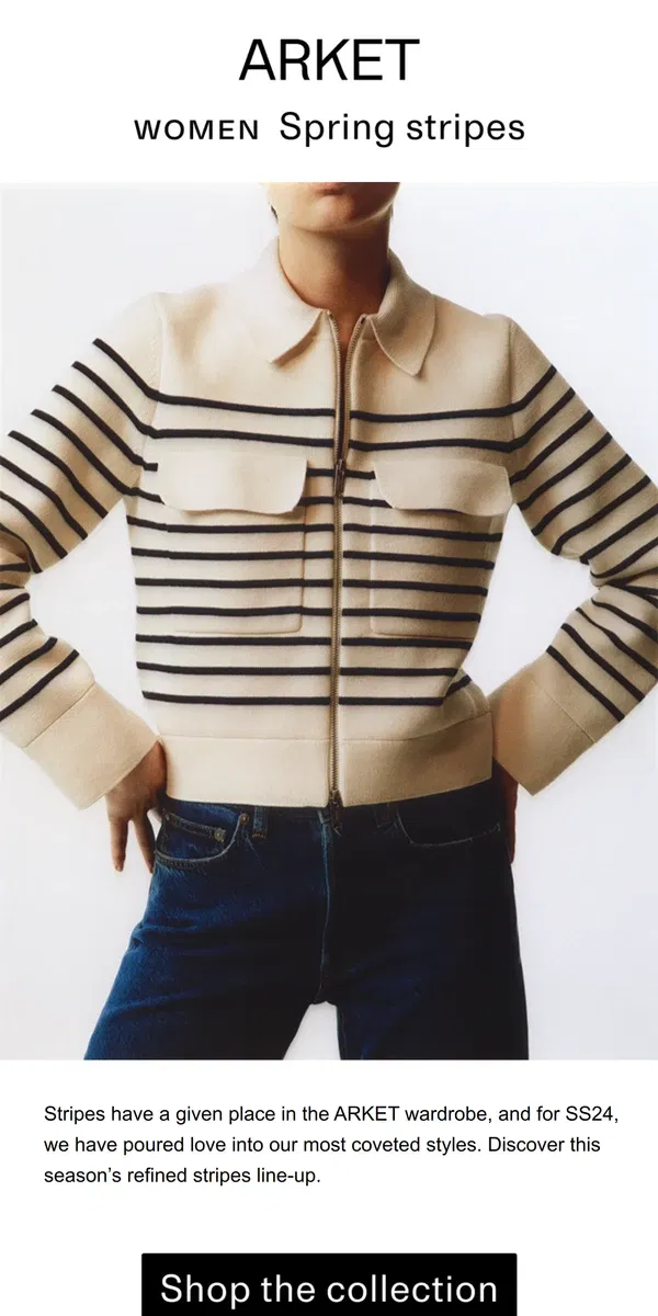 Email from ARKET. Our most coveted striped jumper is back