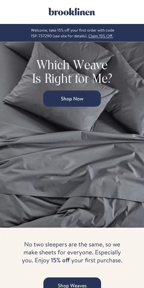 Email from Brooklinen. Save big when you bundle on your next best sheet