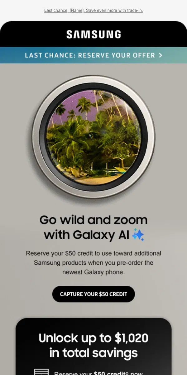 Email from Samsung. To us, you’re a pretty big deal, so don’t miss ours