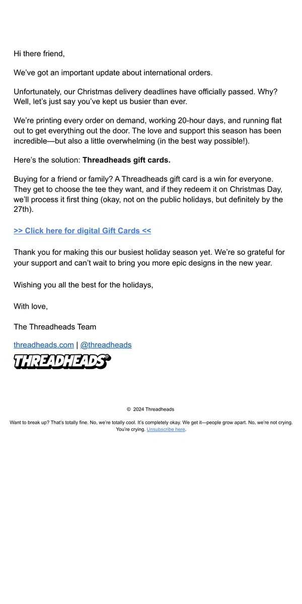 Email from Threadheads. Still Need a Gift? We’ve Got You 🎁