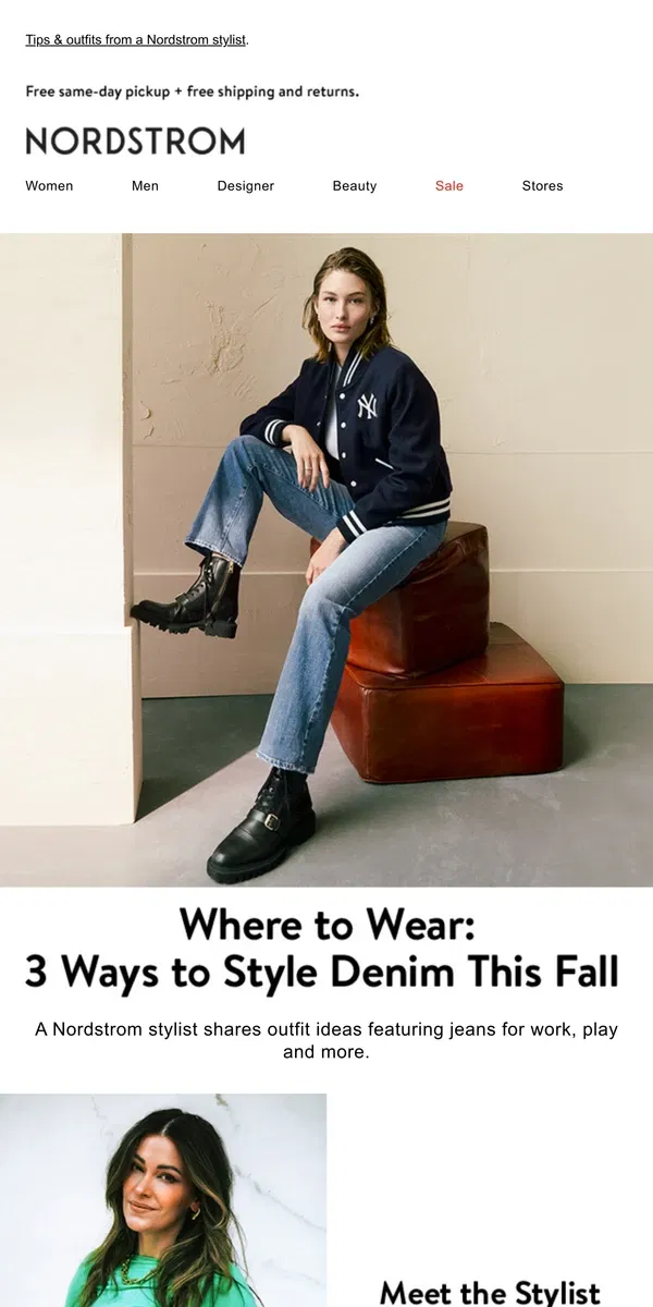 Email from Nordstrom. 3 ways to wear denim this fall 👖