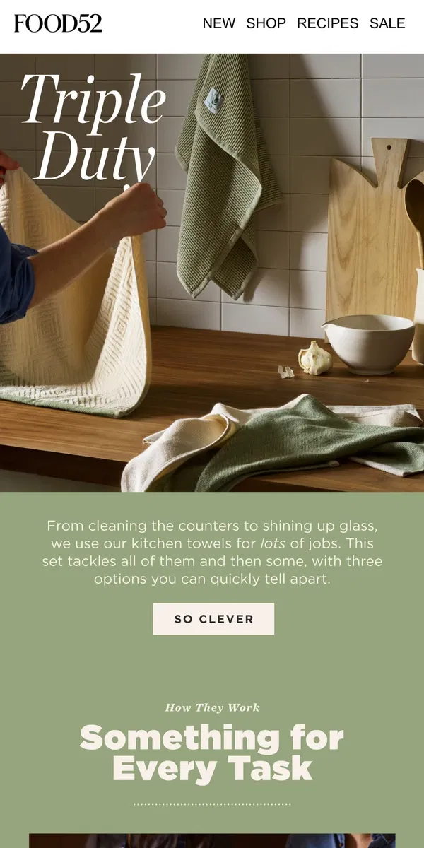 Email from Food52. A kitchen towel set that handles every task.