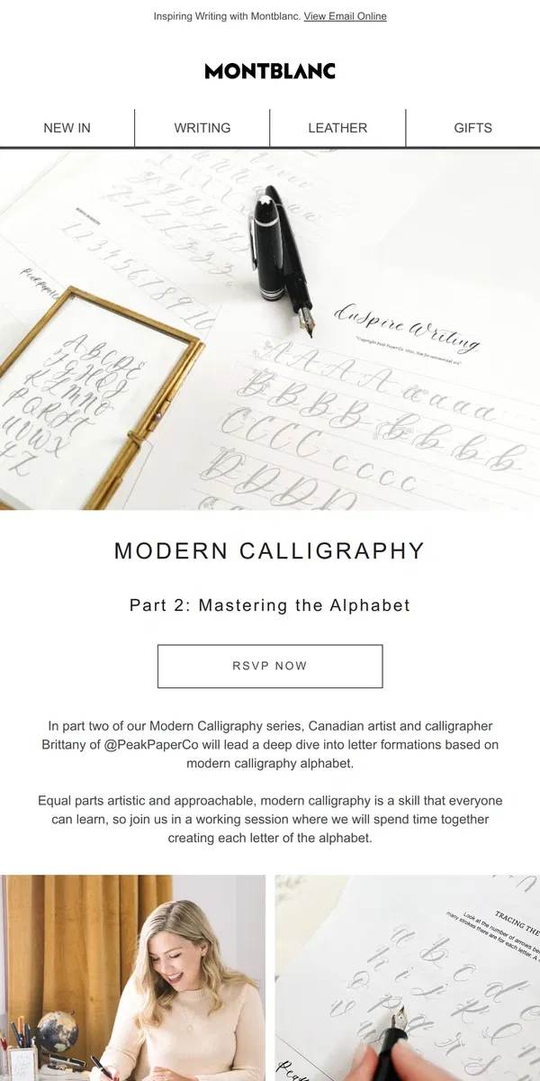 Email from Montblanc. Last Chance! Register for our digital calligraphy lass!