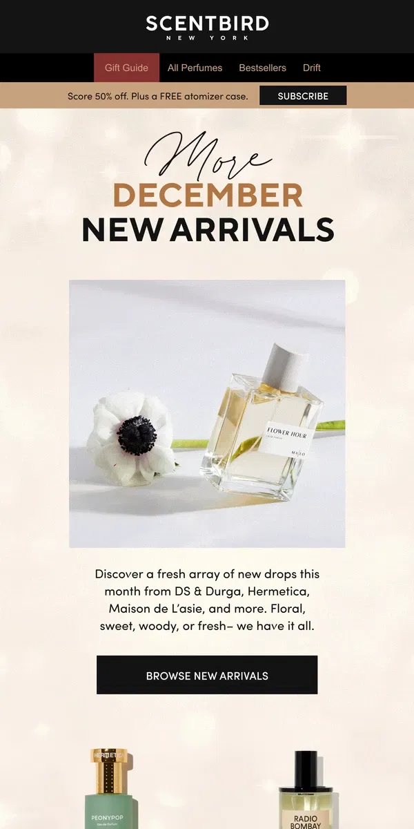 Email from Scentbird. December brings even MORE NEW drops