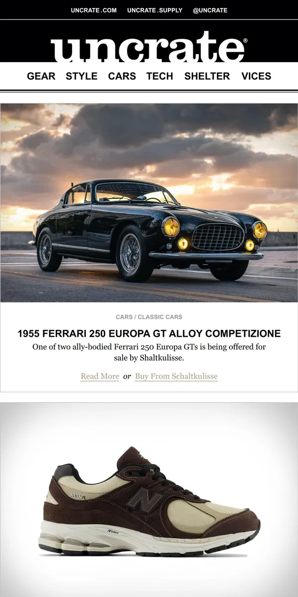 Email from Uncrate. 1955 Ferrari 250 Europa GT Alloy Competizione & more