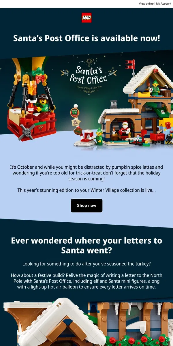 Email from Lego. This year’s Winter Village set has arrived