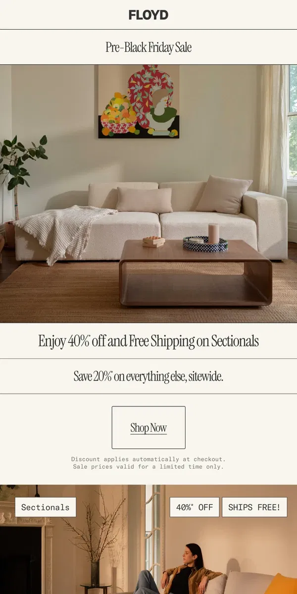 Email from Floyd Home. The sitewide savings are still going strong