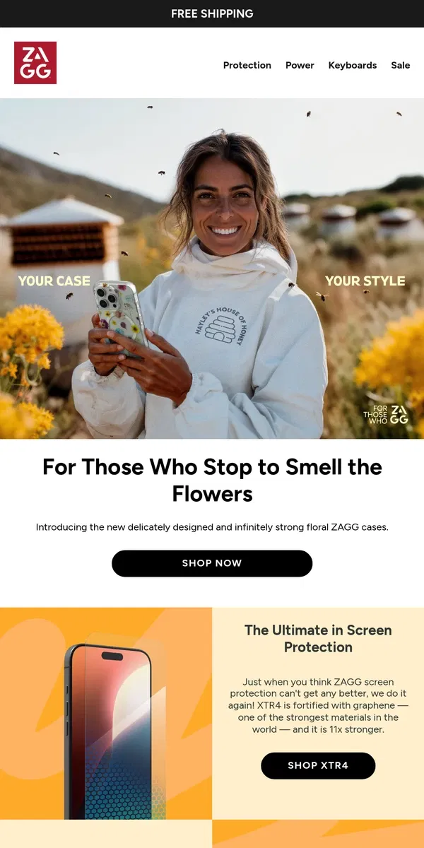 Email from ZAGG. Flowers with Power 🌸— Protect in Style!