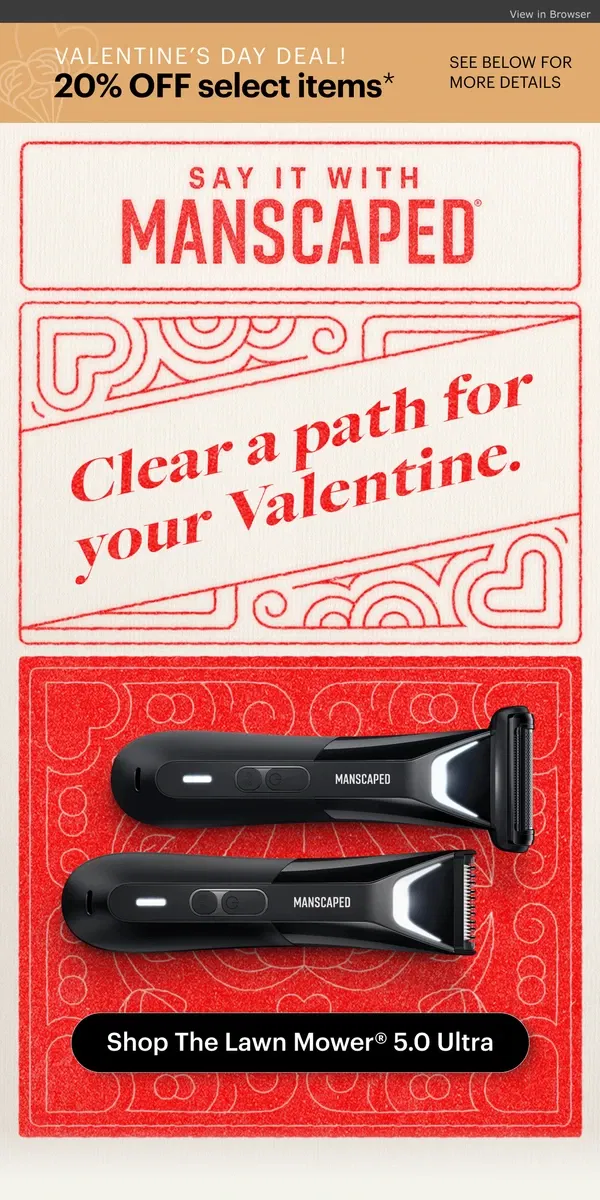 Email from MANSCAPED. Your Valentine's Day secret weapon: MANSCAPED® ❤️🖤