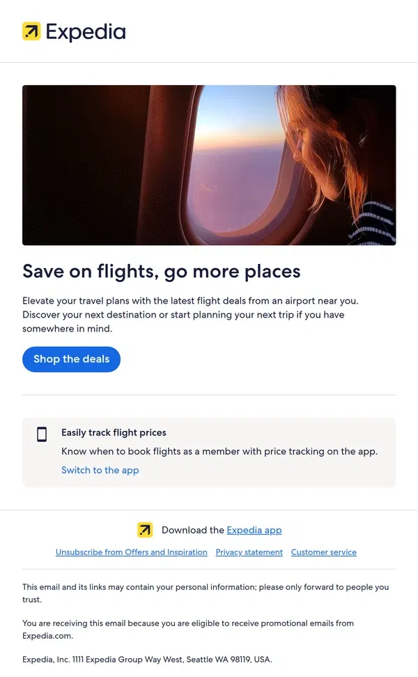 Email from Expedia. Your new flight deals have landed