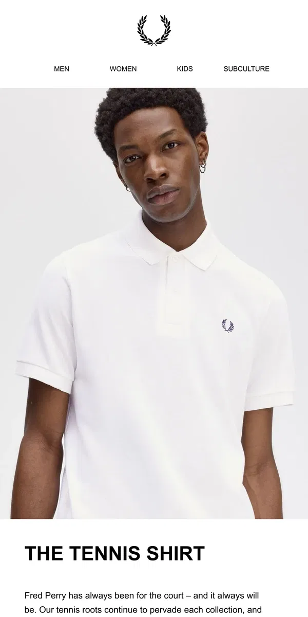 Email from Fred Perry. The Tennis Shirt