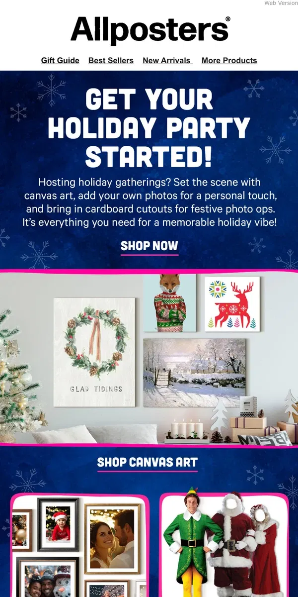 Email from AllPosters. Holiday Vibes Start Here