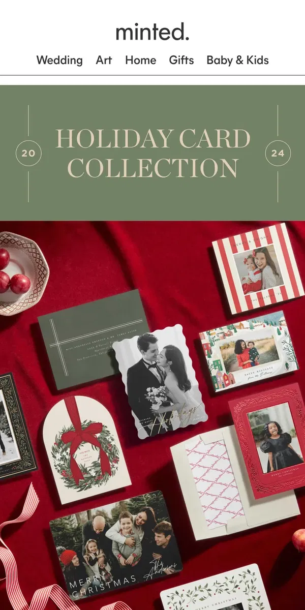 Email from Minted. New! Holiday cards 🎄