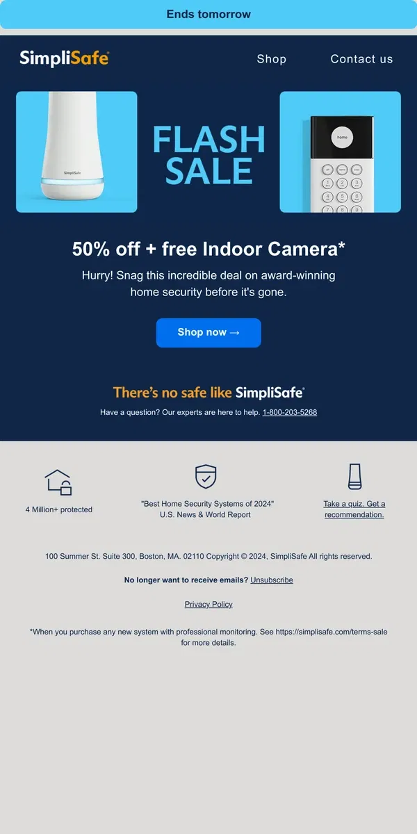 Email from SimpliSafe. Flash sale alert - see your epic offer