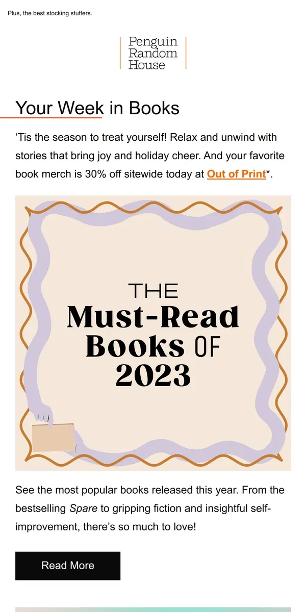 Email from Penguin Random House. Your Week in Books: Treat Yourself!