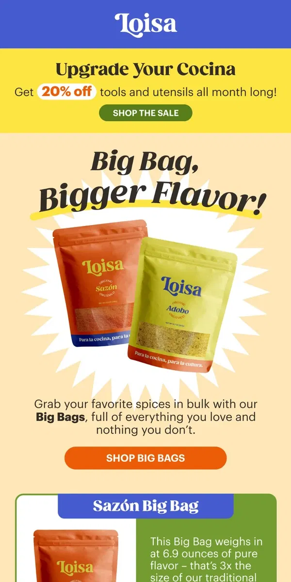 Email from Loisa. Go big for 3x the flavor 🧨