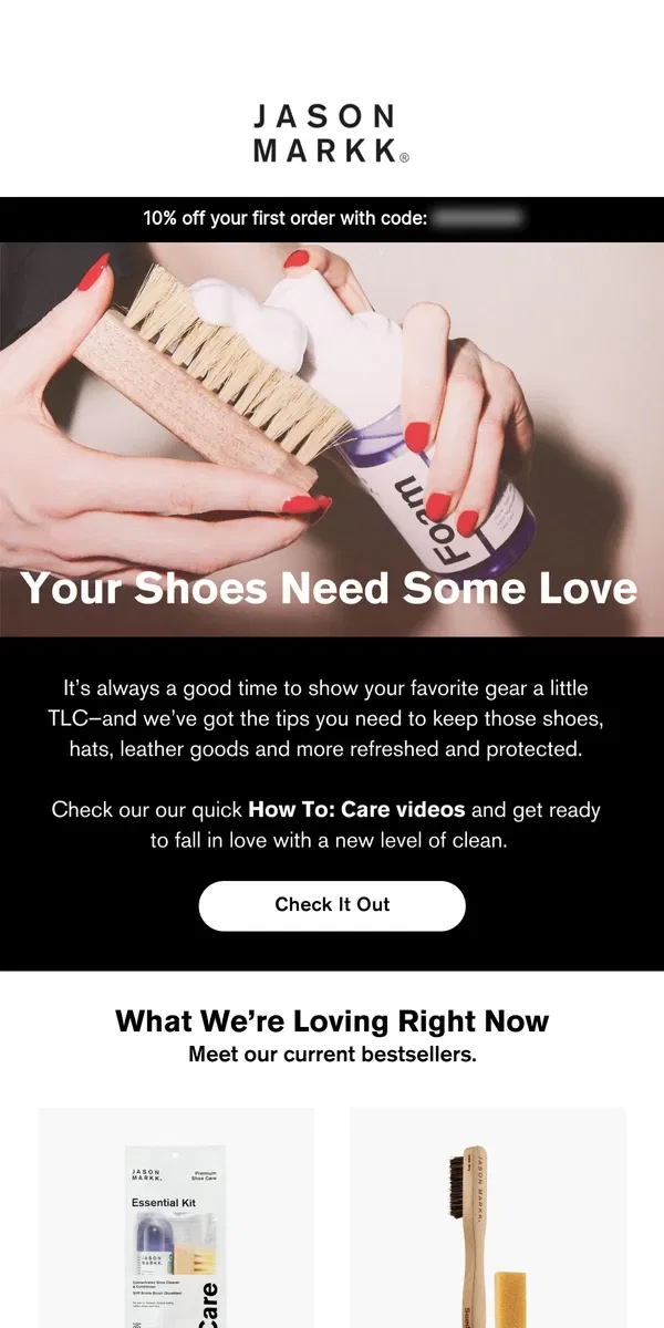 Email from Jason Markk. Show your shoes some love