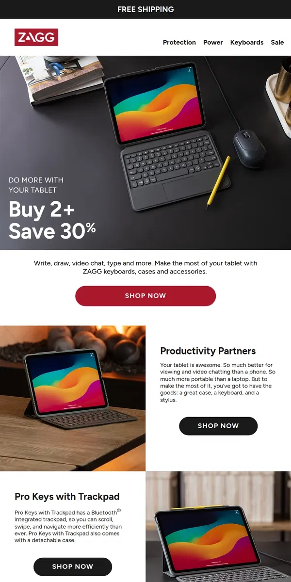 Email from ZAGG. 30% Off Tablet Keyboards and More