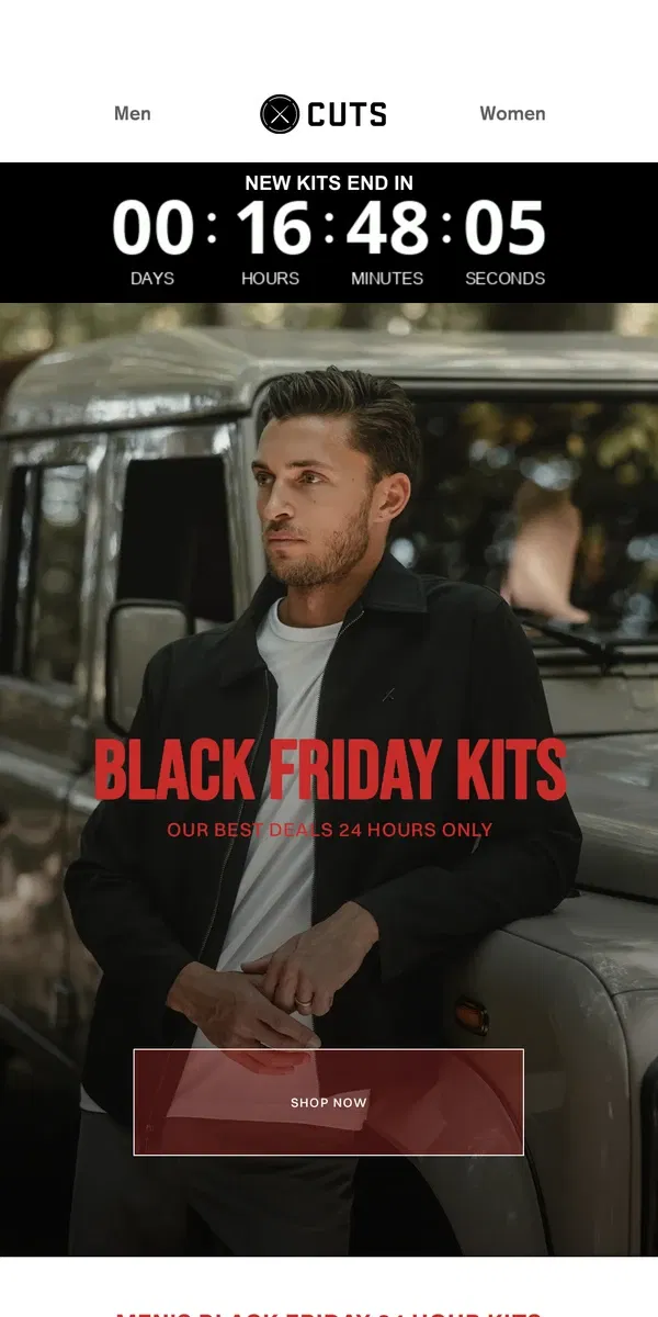 Email from Cuts. Black Friday Kits ending soon.