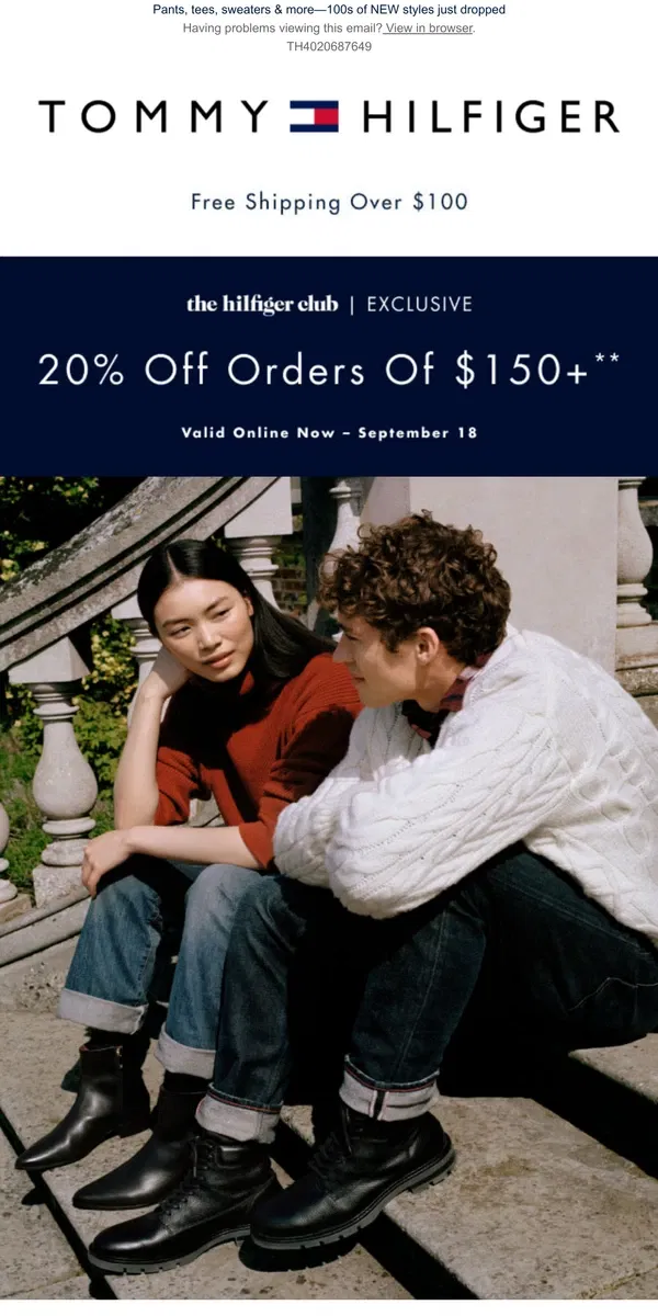 Email from Tommy Hilfiger. New boots for fall 🍂 | Plus, 20% off $150+