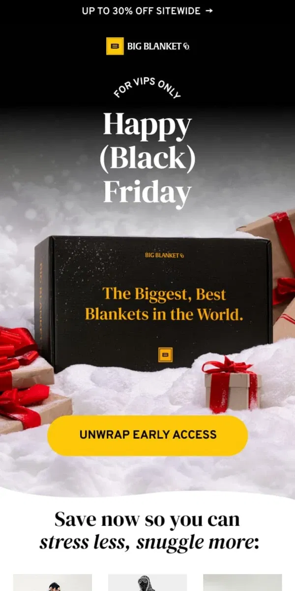 Email from Big Blanket Co. Happy (Black) Friday