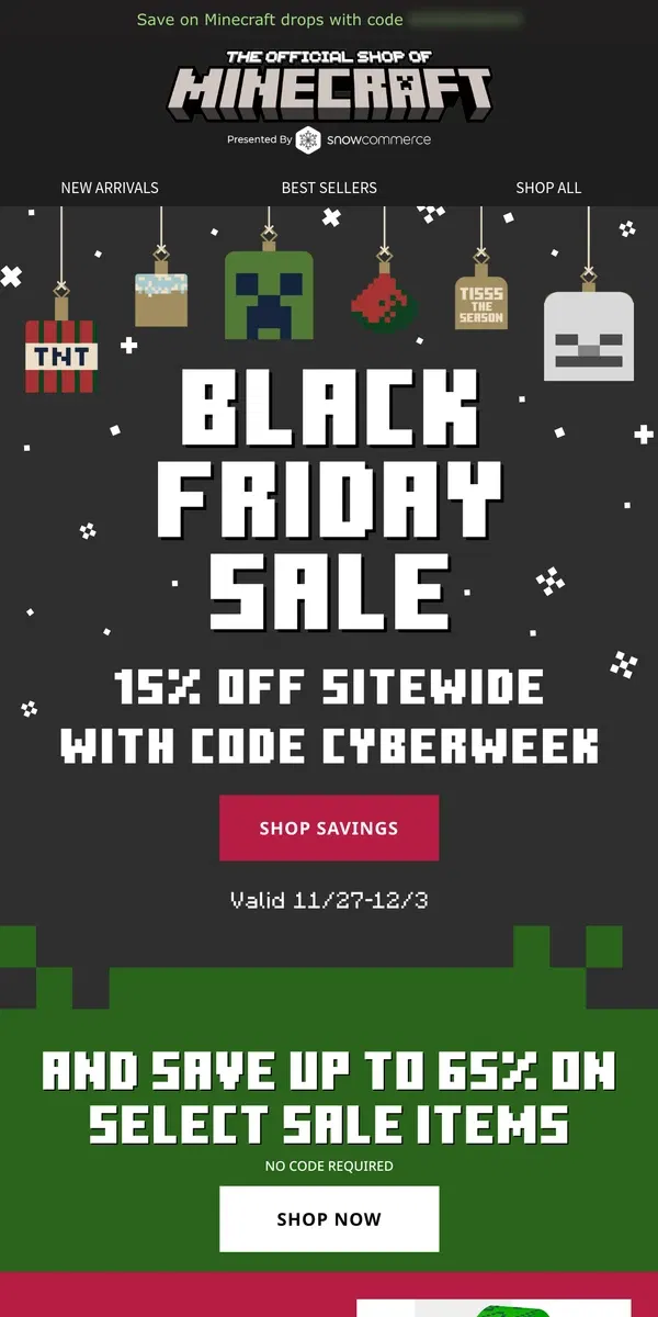 Email from Minecraft. BLACK FRIDAY SALE – 15% OFF 🖤