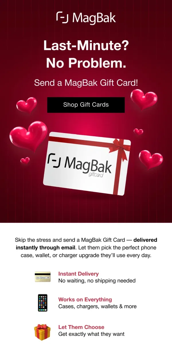 Email from MagBak. Need a Valentine’s Gift… Today? ❤️🎁