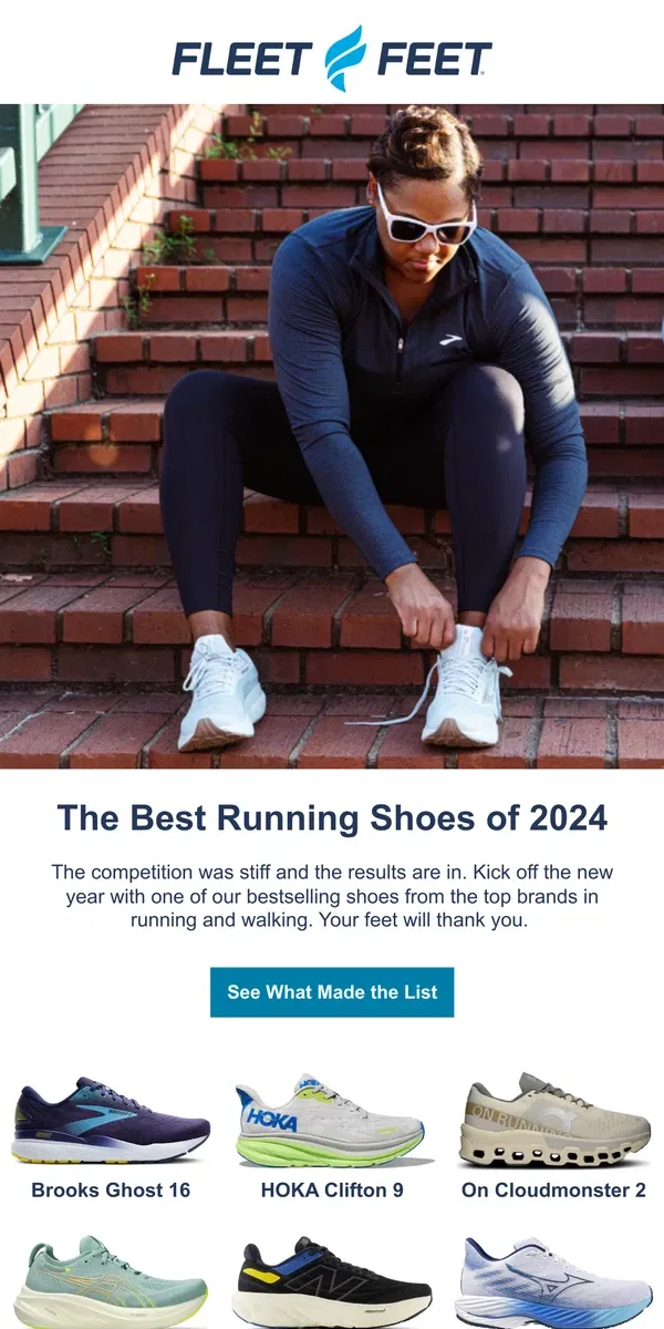 Email from Fleet Feet. The very best shoes of 2024