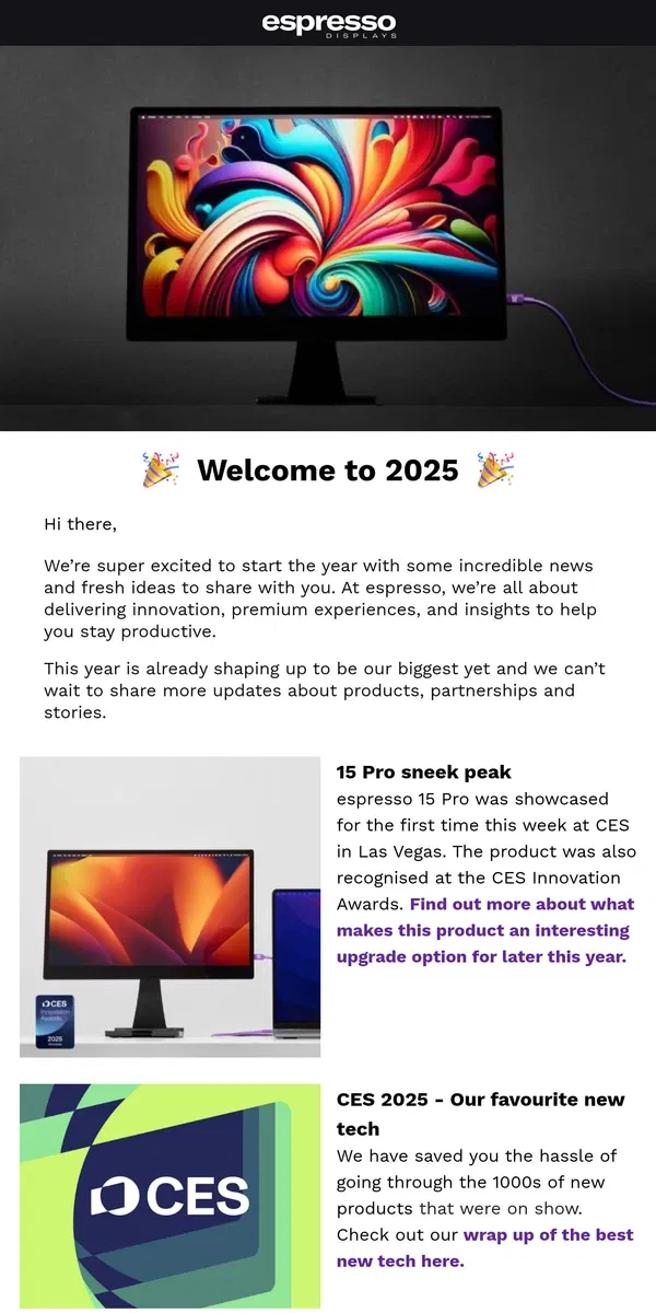 Email from espresso Displays. espresso 15 Pro Is Here 🖥️ – Plus CES News & Our Favorites