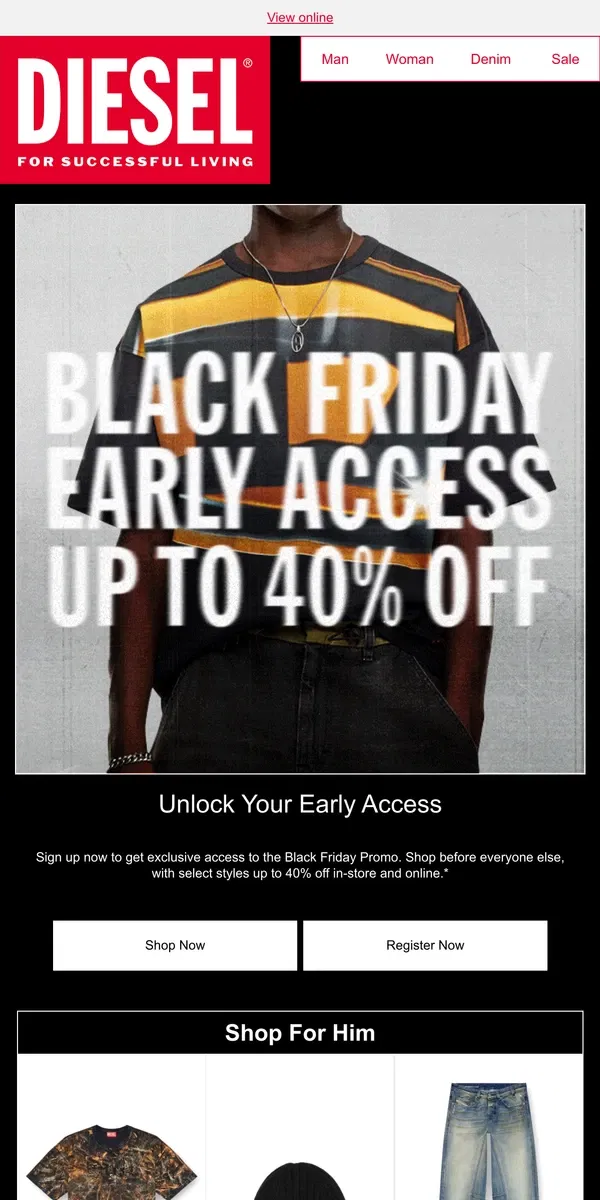 Email from Diesel. Black Friday Is Coming - Up To 40% Off​