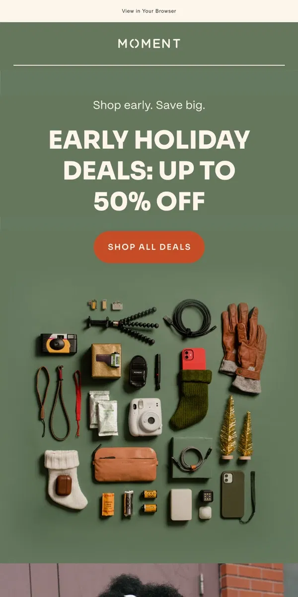 Email from Moment. Up to 50% off Early Holiday Deals