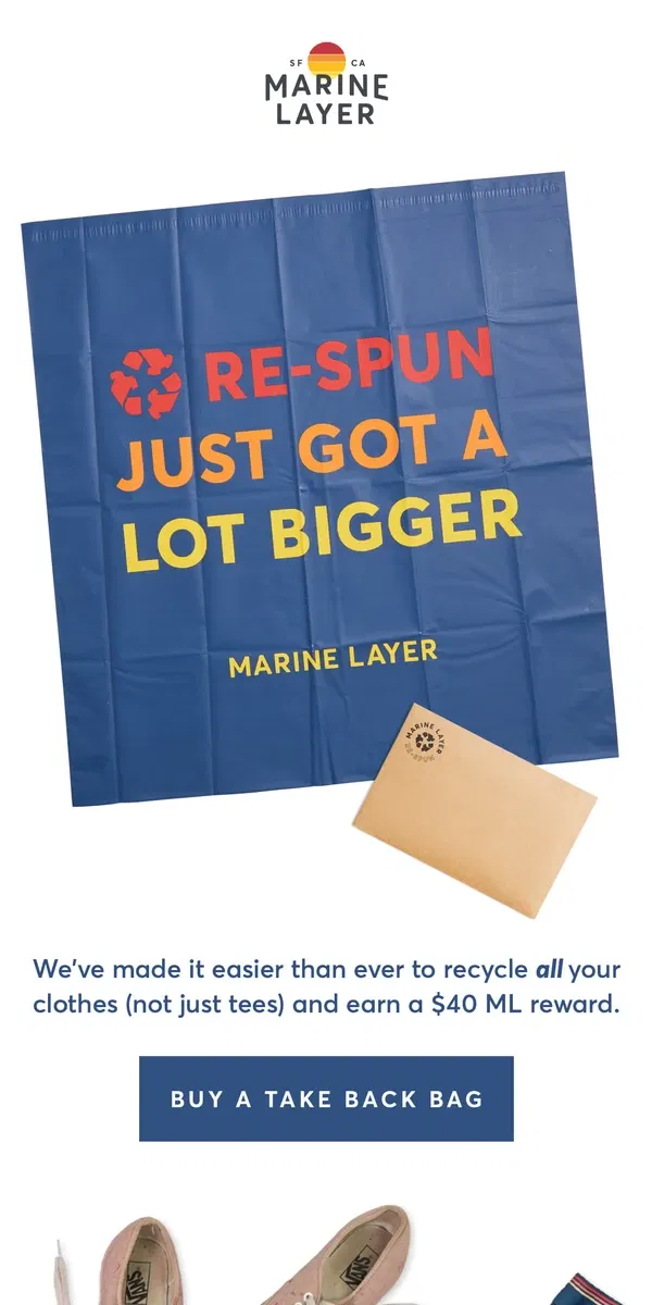 Email from Marine Layer. Re-Spun just got a lot bigger (!)