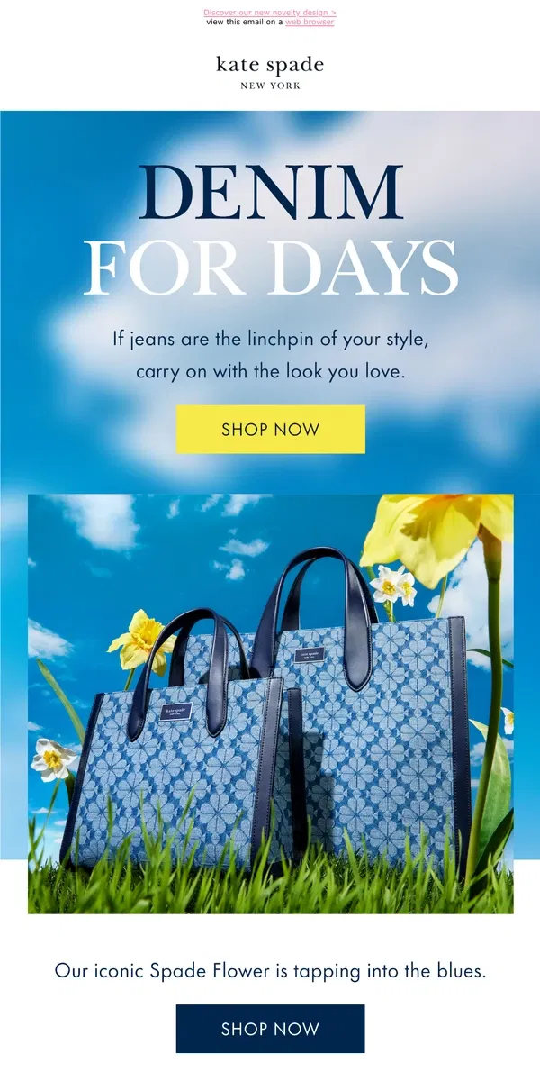 Email from Kate Spade. Calling all denim lovers