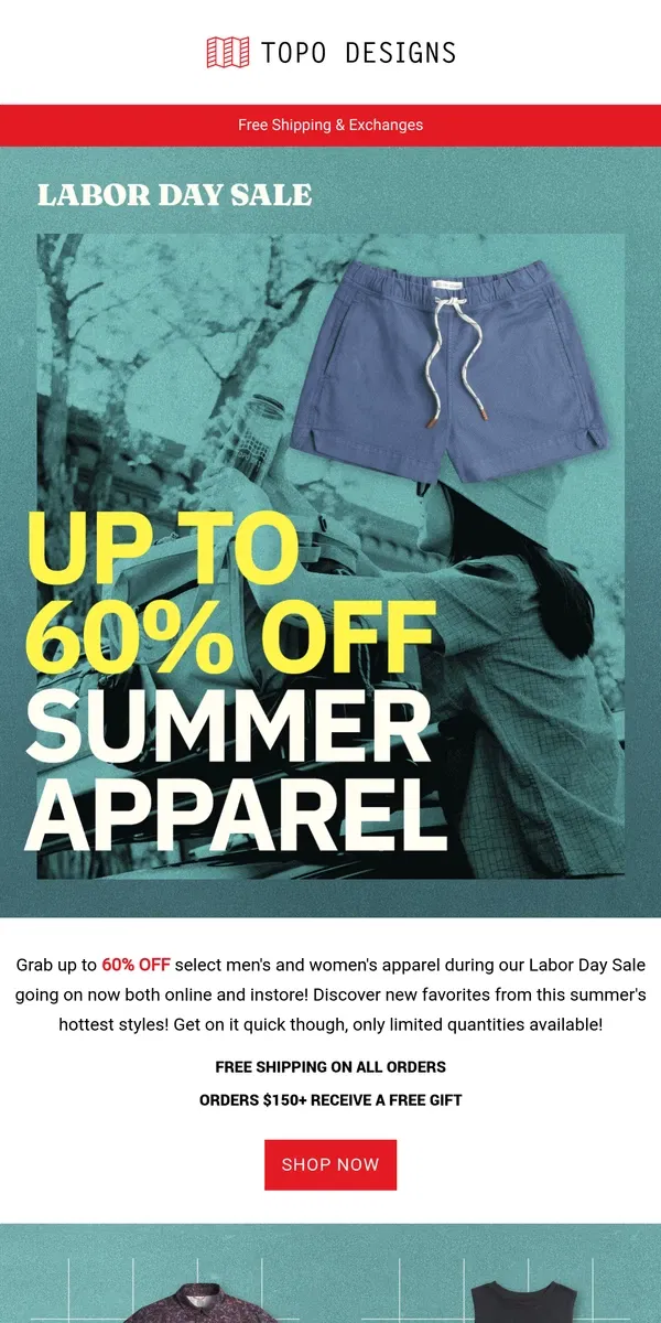 Email from Topo Designs. Grab up to 60% Off Select Apparel