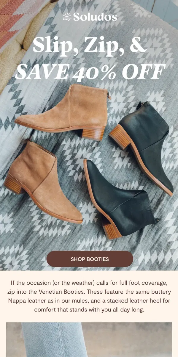 Email from Soludos. Flash Sale: Slip, Zip, & Save